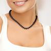 Necklace - PERLINEA - Freshwater Cultured Pearl - 8-9 Mm - Black - 9 Carat White Gold
