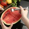 Stainless Steel Watermelon Cutter Dual Head Slicer Serving Fork Dishwasher Safe Fruit Cubing Tool for Picnics BBQ