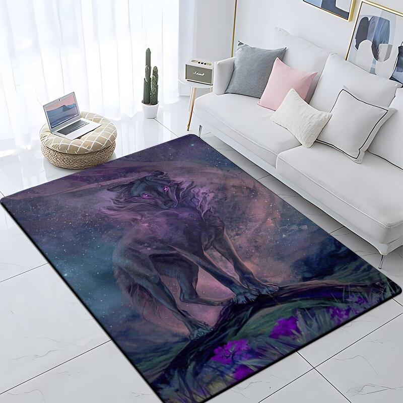 Art Animal Wolf 3D Print Carpets for Living Room Bedroom Decor Carpet Soft Flannel Home Bedside Floor Mat Play Area Rugs Gifts