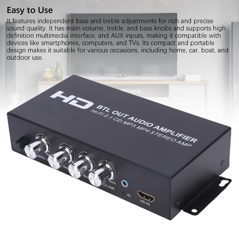 Independent Treble/Bass/Volume EQ Stereo Power Amplifier HiFi Stereo Amplifier  Home Use