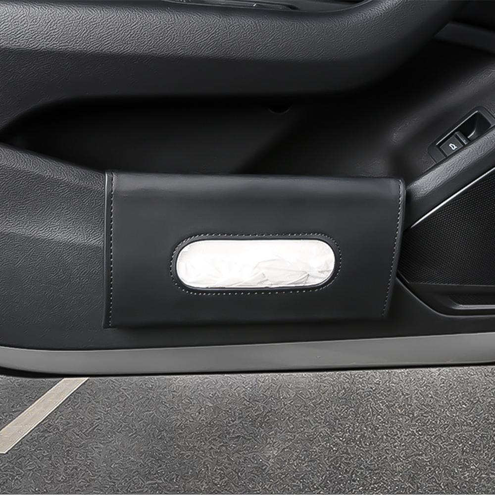 Black Artificial Leather Tissue Case Holder For Car Visor