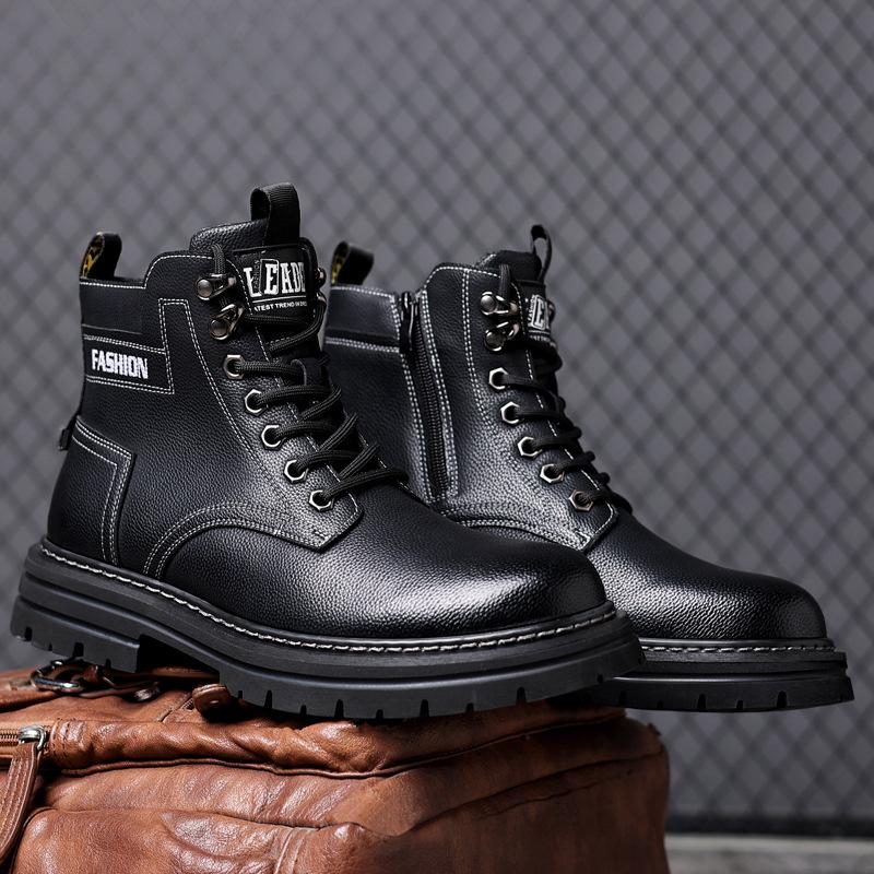 Мужские зимние ботинки, новые зимние бархатные теплые ботинки, модные мужские ботинки, шерстяные высокие ботинки для отдыха на открытом воздухе, повседневная мужская обувь из хлопка