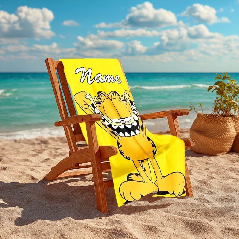 Personalized customized proof beach towel with Garfield pattern - soft, absorbent,quick-drying,perfect swimming,camping&bathing