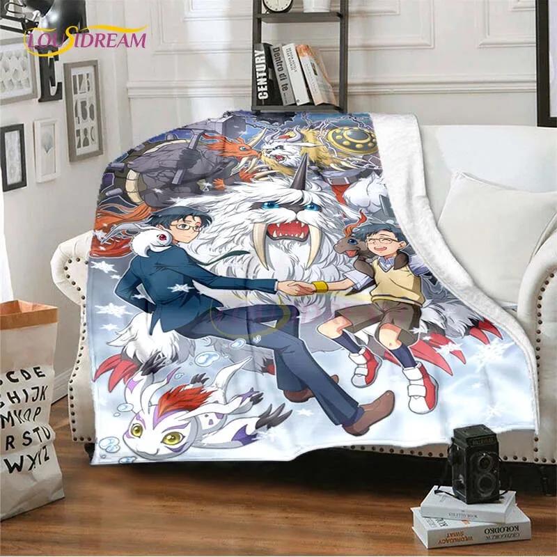 New Cartoon Digimon Blankets for Beds Anime Blanket Queen Size Soft Bed Sheet Rome Decor Winter Bedding Cover Kids Gift Picnic