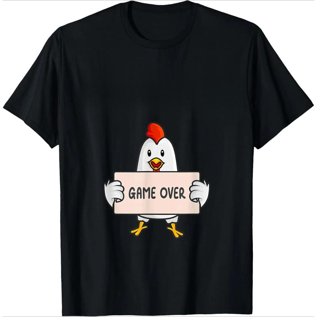 Summer Round Neck Funny Chicken Pattern T-shirts Fashionable Casual Pure Cotton Short Sleeved Men's T-shirts
