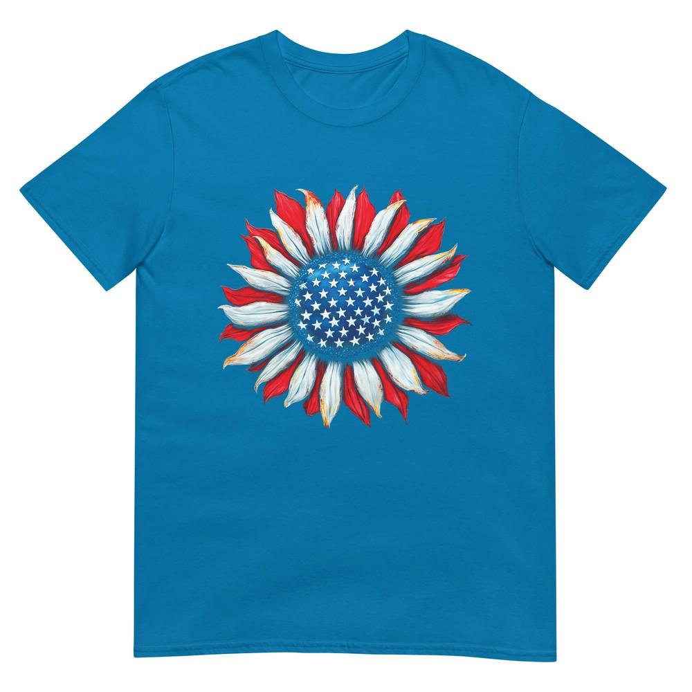 Sunflower American Flag 4th Of July Unisex Unisex Merica Usa Tshirt