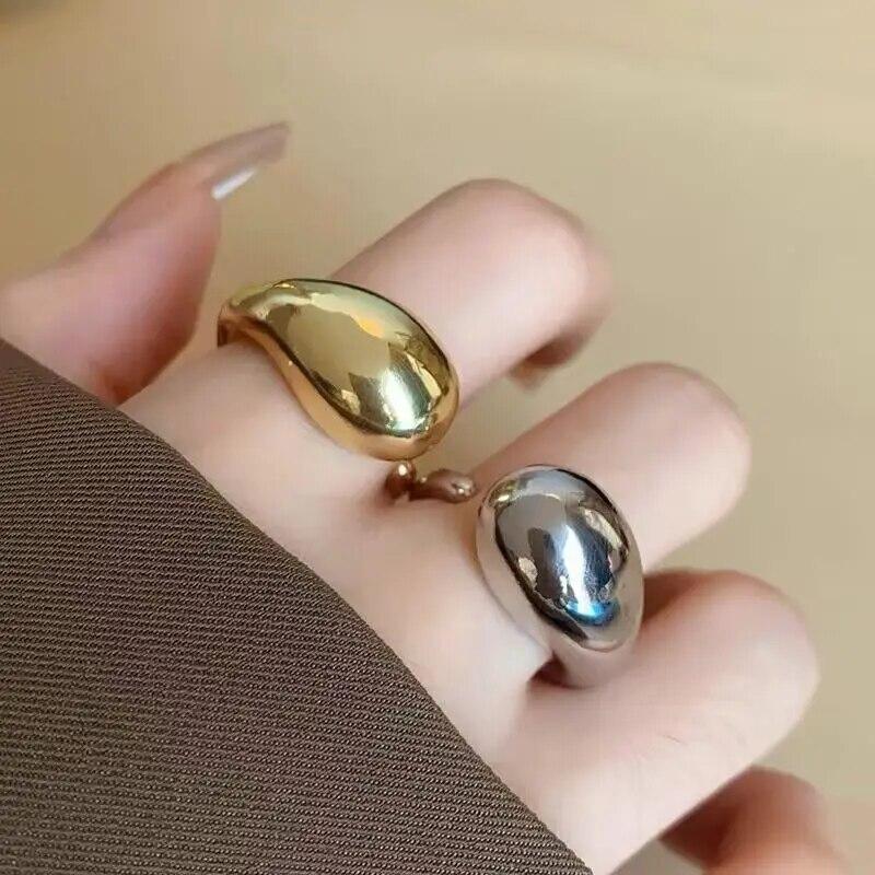 Модные металлические кольца на палец с каплей воды, преувеличенные простые нерегулярные открытые кольца для женщин и мужчин, винтажные модные вечерние ювелирные подарки в стиле панк