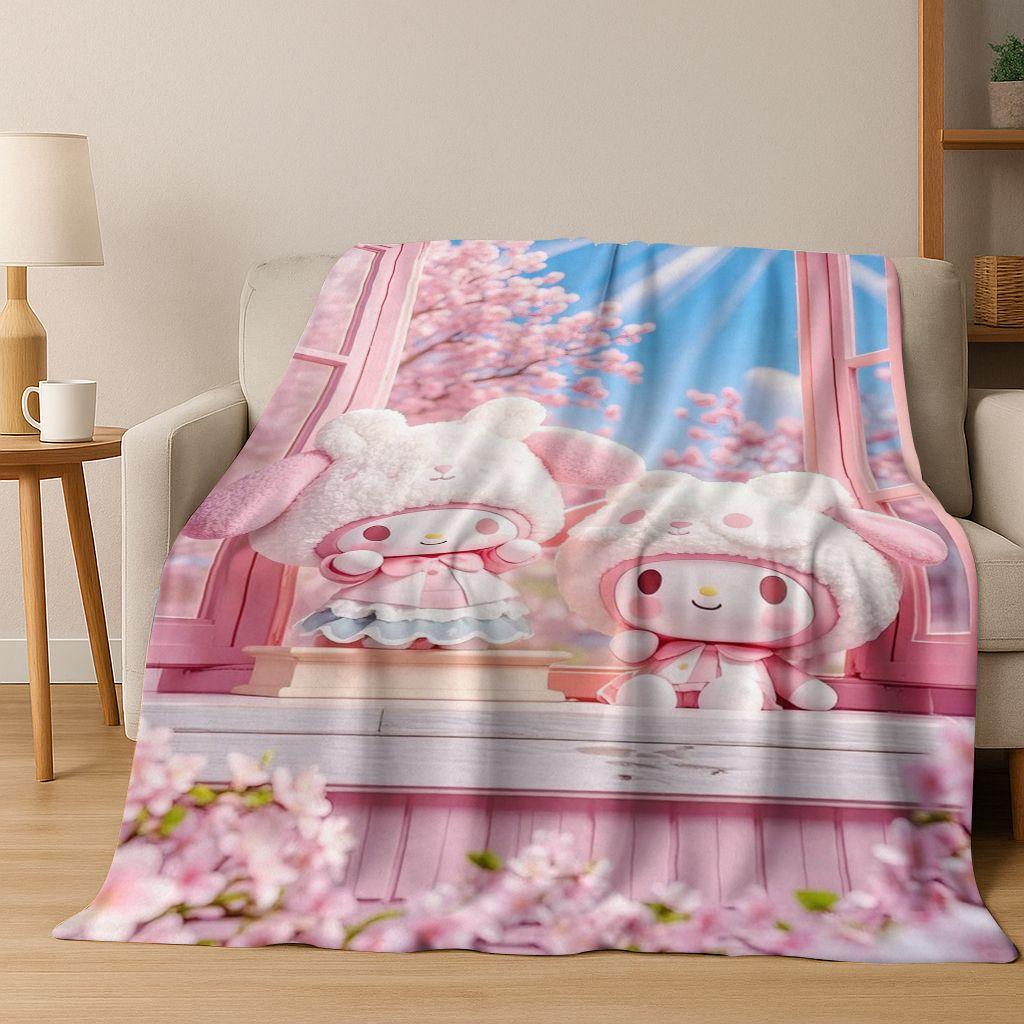 26 Style Cute My Melody Sanrio Flannel Blanket,Warm and Cozy Soft Throw Blanket for Home Bedroom Bed Sofa Travel Cover Kid Gift