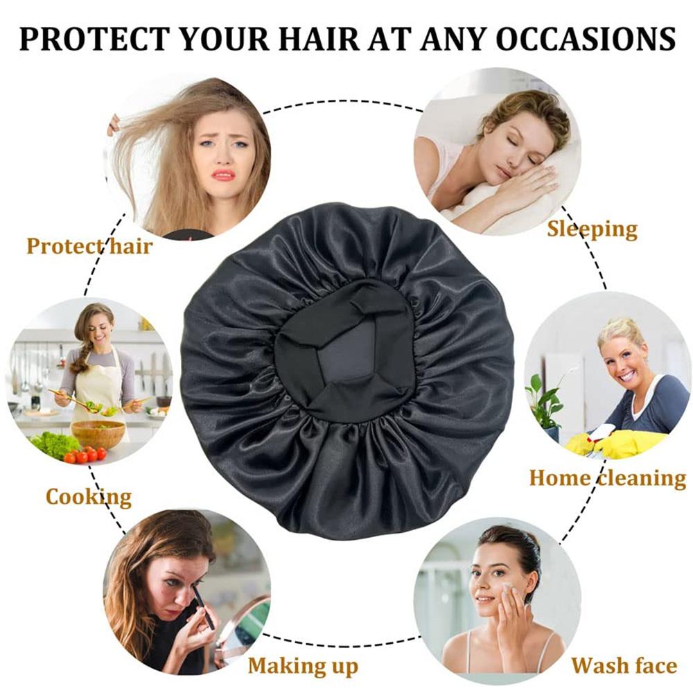 Большой атласный чепчик, шелковый чепчик для волос, шапочка для сна с эластичной мягкой лентой, большие чепчики для женщин, уход за волосами