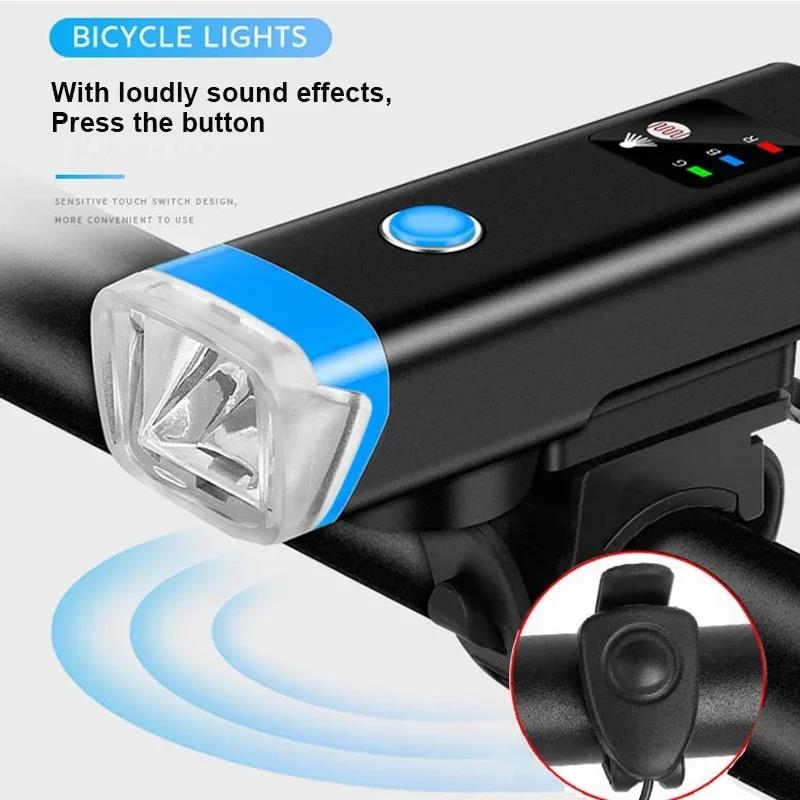 Bicycle Horn Light Bright 2400mAh Bicycle Headlight 2 In 1 Bike Bell Front Lamp USB Recharge Road MTB Cycling Lantern Alarm2