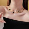Korean Style Oval Earrings Black Gold Bridal Jewelry Sets Fashion Vintage Necklace  Wedding