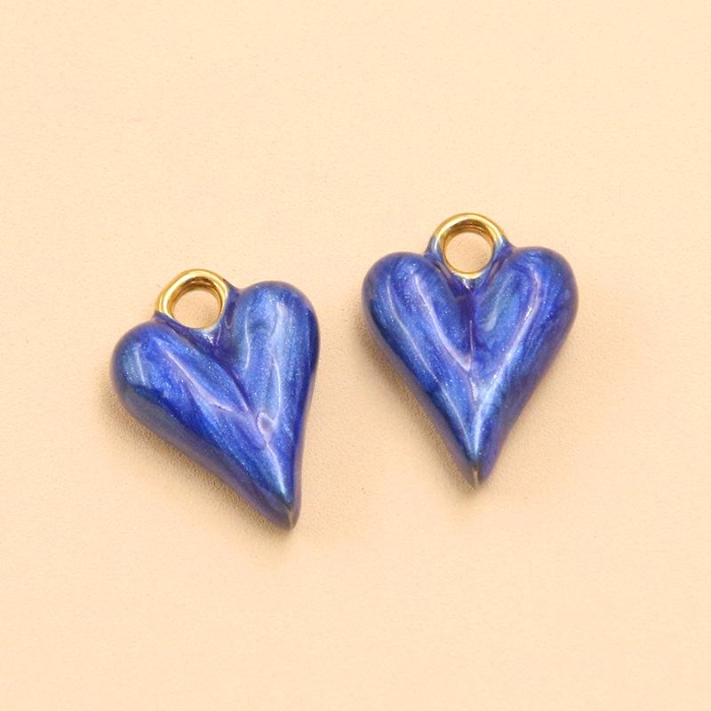 6 Color 12x16mm Stainless Steel Enamel Heart Pendant for DIY Jewelry - Handmade & Colorfast