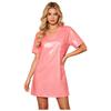 Womens Waterproof Sleep Dress V Neck Short Sleeve Side Split Loose Mini Dress Oversized T-Shirt