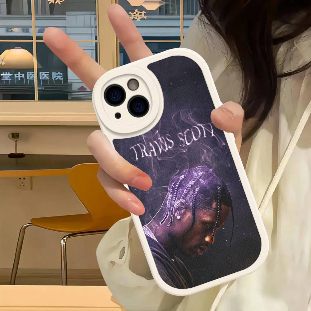Чехол для телефона из кожи с изображением Трэвиса Скотта для iPhone 16 15 14 13 12 11 Pro Max Plus