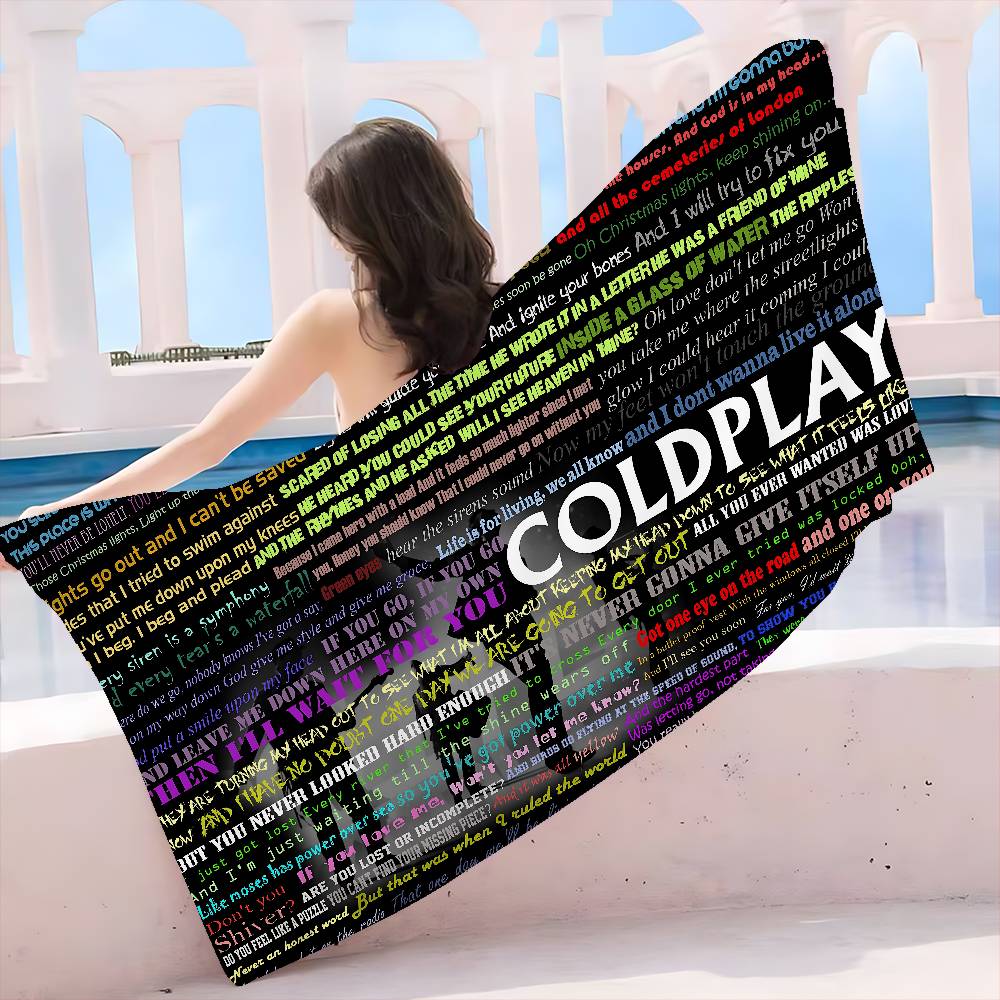 Classic Pop Rock Band C-Coldplay Microfiber Printed Beach Towel Mountain Climbing Yoga Beach Swimming Running Absorbent Towel