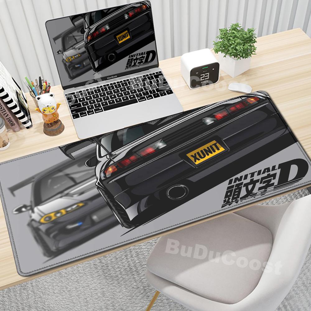 Gaming Mouse Pad Non-slip Mausepad Anime Initial D Keyboard Mats Large Office Deskmat Black And White Art Rubber Mice Pad Carpet