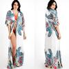Floral Print Beach Cover Up Tunics for Beach Long Kaftan Bikini Cover Up Robe De Plage Sarong Beach Swimsuit Coverup Q1053