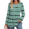 Women's Casual Fashion Long Sleeve Shirt Striped Tunic Top