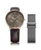 BERING Japan Limited Brown Calf Leather Gray Stainless Steel with 2 Mesh Straps Sapphire Glass Changes Genuine Imported Product 3 Year Warranty