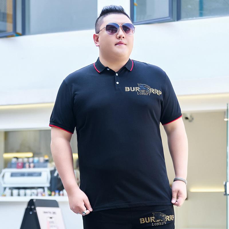 Plus Size Men's POLO Shirt Fat Man Short-sleeved T-shirt Men's Plus Fat Enlarged Lapel Top Fat Man Casual Half-sleeved Loose T