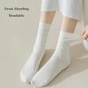 5 пар однотонных хлопковых носков средней длины, трикотажные свободные длинные мягкие повседневные носки на весну и осень, черные, белые, дышащие женские носки
