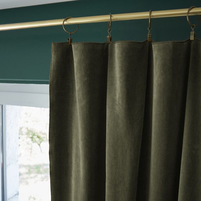 Rideau ajustable + 8 anneaux pince "César" 140 x 270 cm Velours de Coton - César Thym