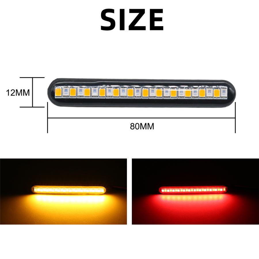 2Pcs Motorcycle LED License Plate Strip Flowing Turn Signal Tail Brake Light 12V