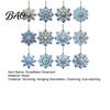 Rustic Wooden Snowflake Pendants 12 Pcs Ornaments, Blue Winter Christmas Tree Hanging Decoration, Ornaments Double Sided Holiday Pendant with Rope for