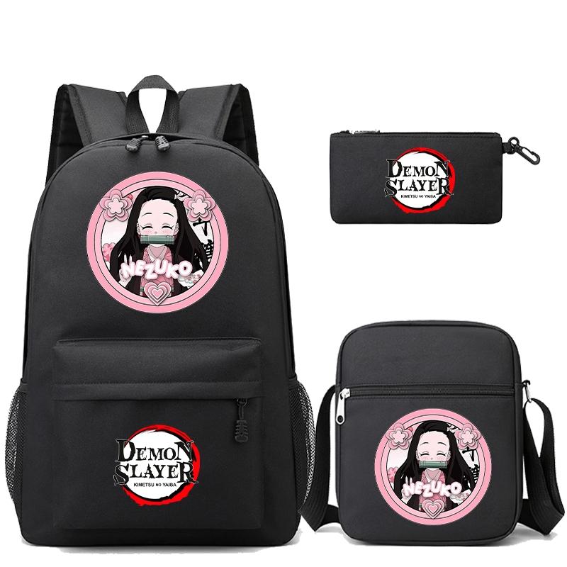 3 шт./компл. рюкзак «Убийца Демонов» в стиле аниме с сумкой на плечо, пенал для мальчиков и девочек, школьная сумка для книг, мужская и женская дорожная сумка