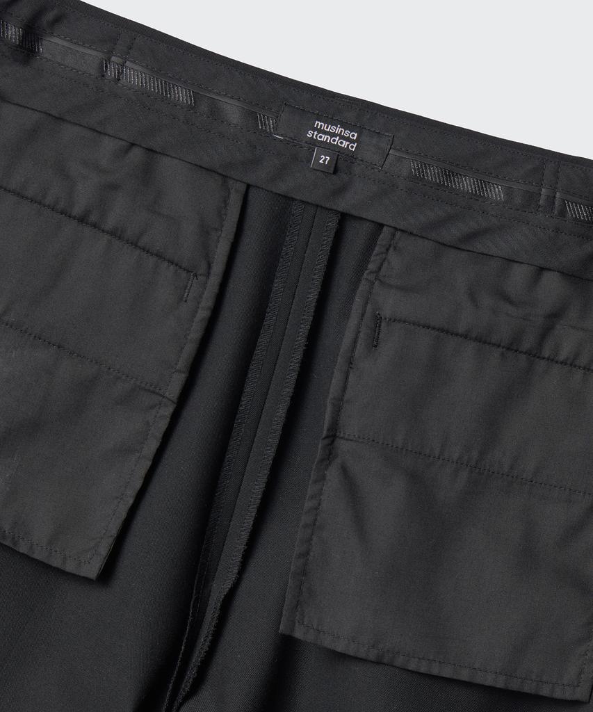 MUSINSA STANDARD WOMAN Женские брюки с заниженной талией, глубокими складками, широкие, со скрытой эластичной талией [Угольно-серый]