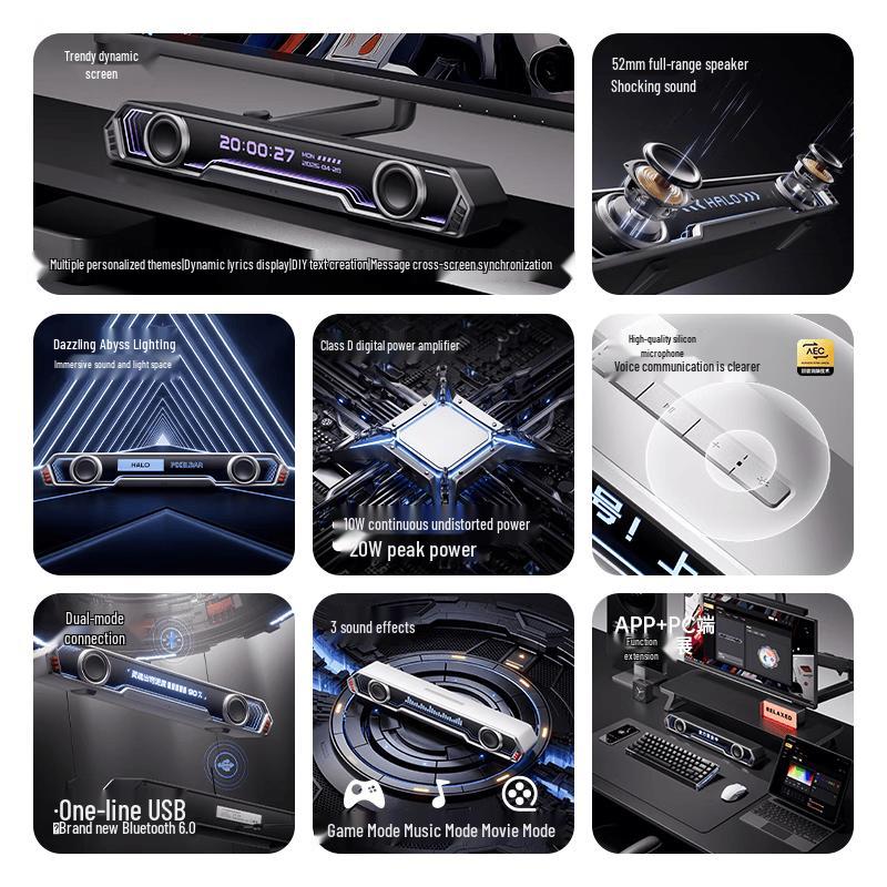 Edifier Игровой настольный динамик Halo PixelBar с RGB-подсветкой (Китайская версия)