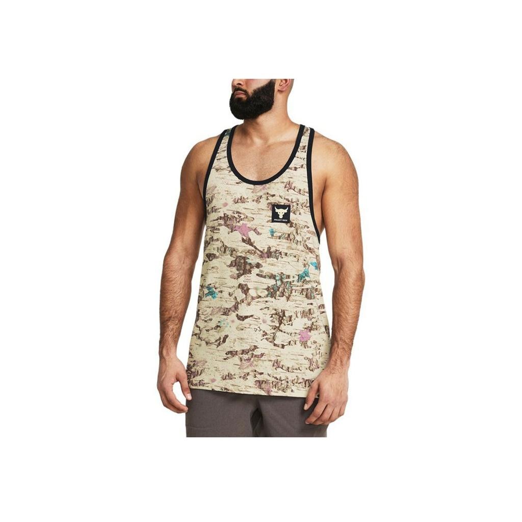 Under Armour Футболка без рукавов Project Rock с принтом по всей поверхности, мужская, цвет пыльно-розовый, серый 1383226-273