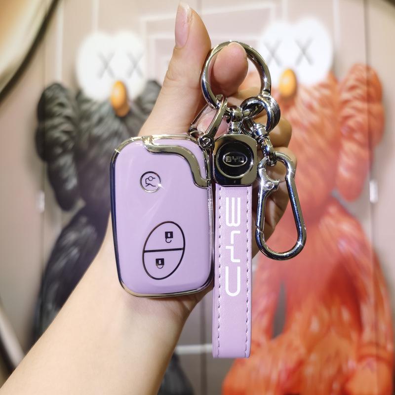 BYD Key Cover for S6/S7/F0/F3/Tang/e6/M6/G3R/L3 Models - Protective Key Bag with Buckle