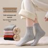 Women's Winter Warmth: Pure Cotton Thickened Mid-Calf Terry Sleep Socks with Fleece
