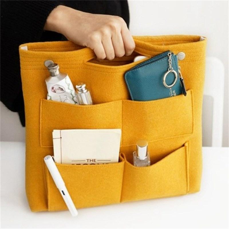 Up Bag Felt Multi Pocket Cosmetic Insert Purse Organizer Multi-function Make Organizer For Tote Bags In Bag & Handbag Shaper