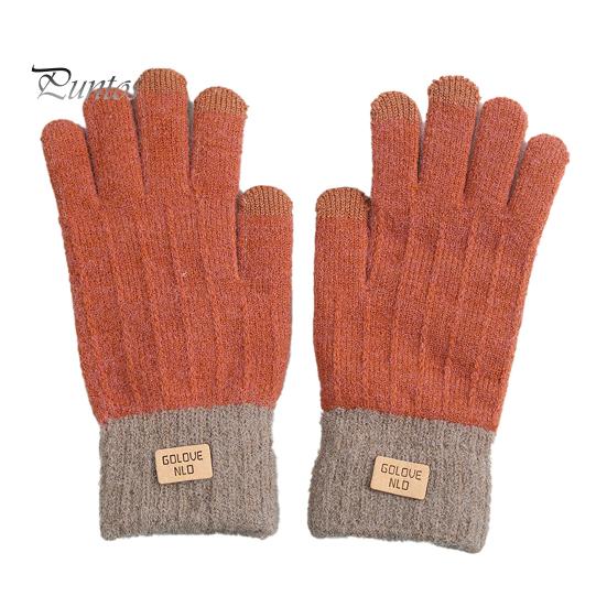 1 пара зимних перчаток унисекс, вязаные толстые теплые цвета соответствующего цвета, противоскользящие эластичные, мягкие, теплые, плюшевые перчатки для езды на велосипеде с сенсорным экраном