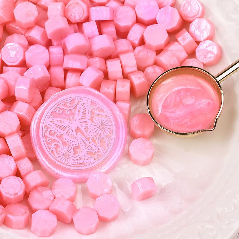 Pearlescent Iridescent Sealing Wax Stamp Set with Octagonal Wax Granules