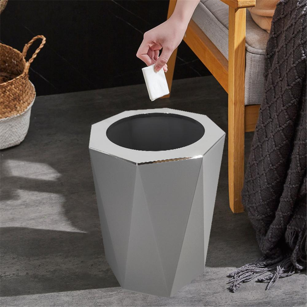 1pc Luxury Trash Can Plastic Garbage Storage with Lid Cover Bathroom Decor Living Room Home Decoration Hotel Wastepaper Basket