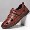 New Leather Sandals Hollow Men's Casual Hole Shoes Velcro One-pedal Dad Shoes Beef Tendon Sole Sandals Men