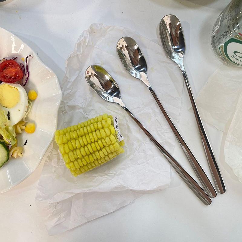 Stainless Steel Spoon Long Handle Stirring Spoon Household Seasoning Spoon Milk Tea Coffee Spoon Desseert Tool Restaurant Supply