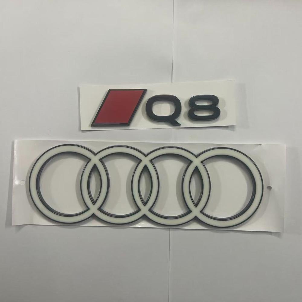 FOR new Four ring ABS Acrylic 202mm Emblem SQ7 SQ8 Q7 Q8 Letters Sticker Car Trunk Badge Decals For new SQ7 SQ8 Q7 Q8 e-tron