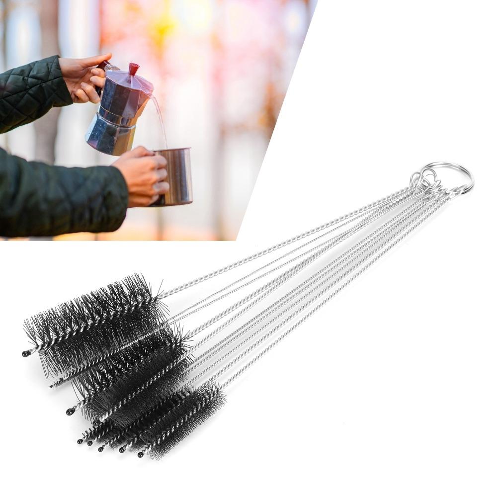 Nylon Brush Cleaning Brush Set Stainless Steel Handle Straw Cleaning Brush For Household Cleaning