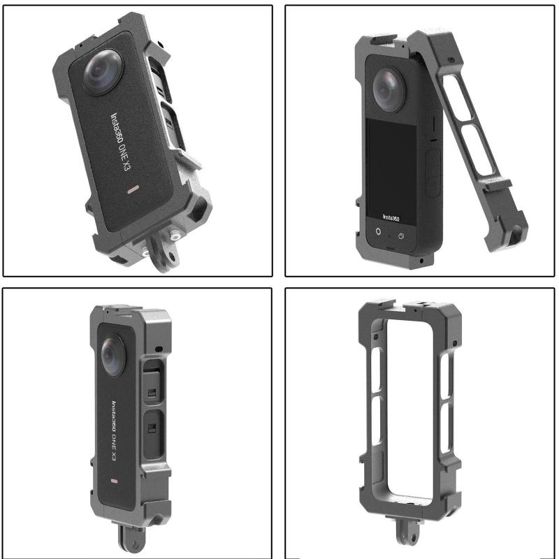 Camera Cage Cnc Aluminum Alloy Protective Frame Compatible For Insta360 X3 Panoramic Action Camera