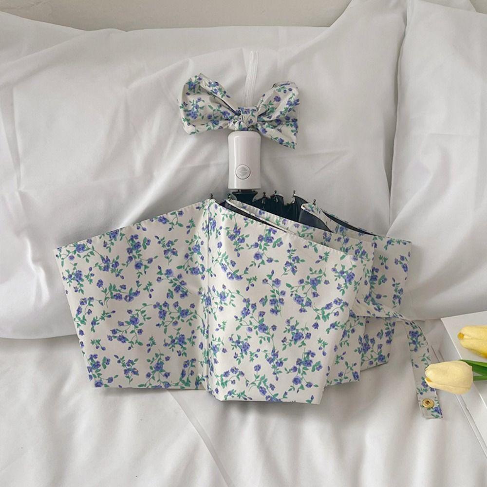 UV Protection Sunshade Umbrella Floral Patterns Dual Use Umbrella Travel