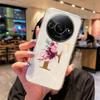 Чехол для телефона Xiaomi Redmi A3 redmia3 Прозрачный силикон Защита камеры Цветы Золотые буквы A-Z Прозрачная крышка