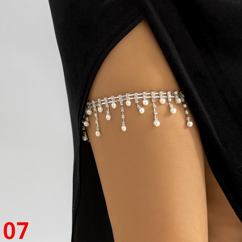 Сексуальная многослойная цепочка с жемчугом и кисточками для женщин, простая регулируемая эластичная цепочка на бедро, пляжные украшения для тела