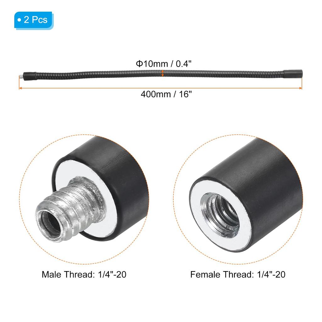 PATIKIL Gooseneck 2pcs Female To Male Thread Metal Universal Hose Flexible Arm Gooseneck Tube Extension Holder for Action Camera Phone Microphone