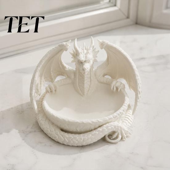 Tabletop Trinket Tray 3D Printed Dragon Jewelry Tray, Fantasy Catchall, Gothic Key Handmade Resin Alternative Holder, Medieval Desktop Storage