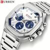 Luxury Brand Square Vintage Quartz Watch Luminous Fashion Date Dial Stainless Steel Chronograph Watch For Men Women 8459