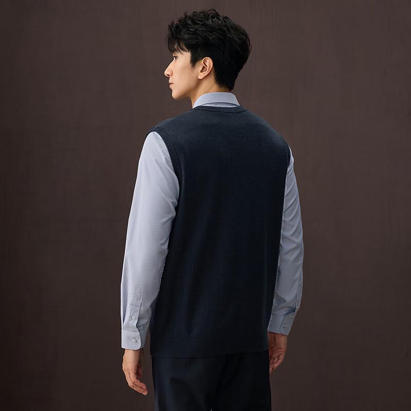 Мужской деловой повседневный жилет-свитер HLA из чистой шерсти с V-образным вырезом